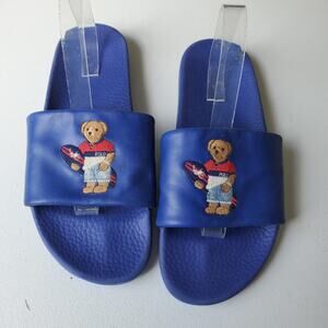 Polo Ralph Lauren Slides Shoes Mens Size 13 Leather Bear Rugby Pool Sandal USA